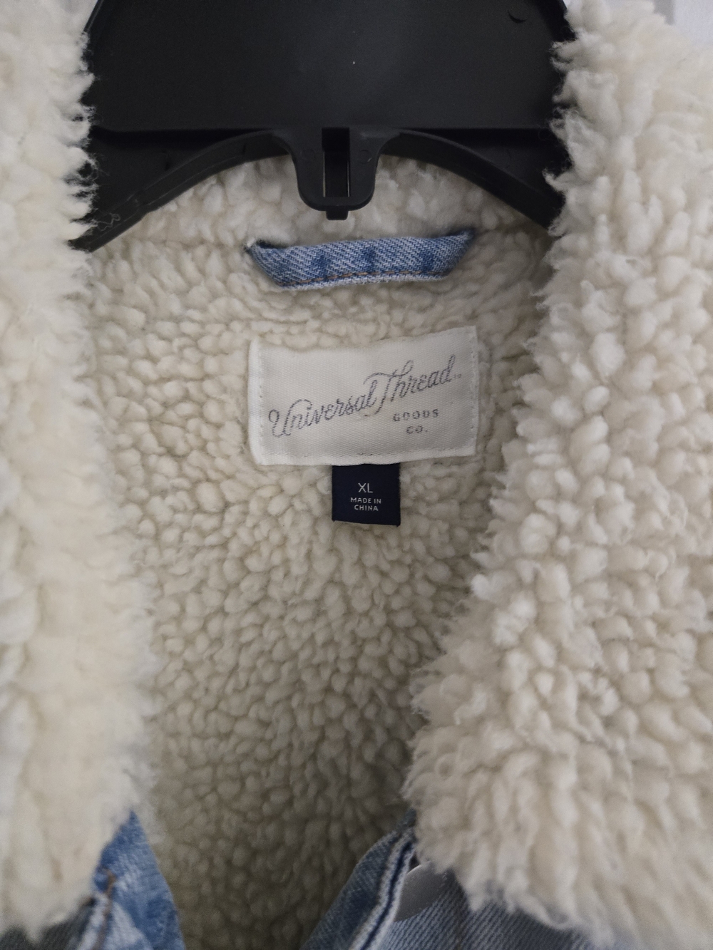 Universal Thread Faux Sherpa Collar Lining Denim Jacket Blue Unisex XL EUC - Picture 3 of 13